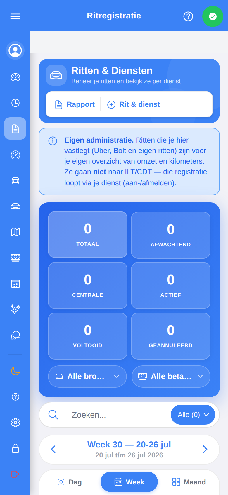 Ritten automatisch geregistreerd